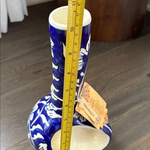 Ceramique Handcrafted in India,unique abstract shape,ceramic royal blue vase - Picture 10 of 12